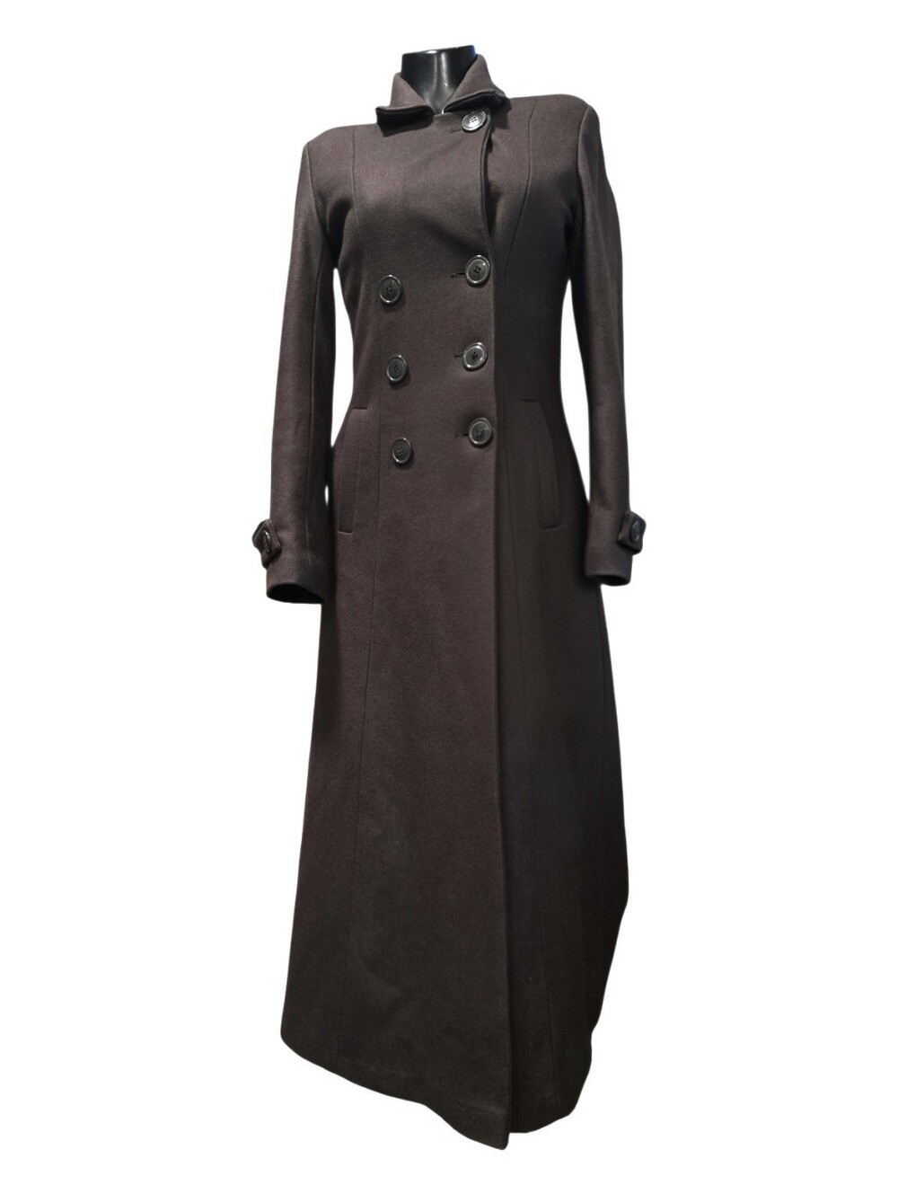 Fairweather 1940s Style Dark Brown Wool Princess Dress Coat Maxi Longline